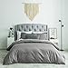 SUSYBAO Gray Duvet Cover Twin Size 100% Cotton 2 Pcs Set 1 Solid Color Single Duvet Cover with Zipper Ties 1 Pillow Sham Hotel Collection Grey Bedding Set Soft Lightweight
