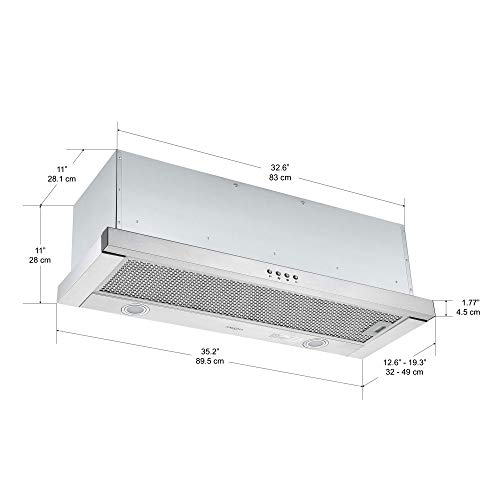 Ancona AN1601 Forte 436 SlideOut 36" Ducted Builtin Range Hood in