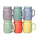 Mason Jar Mugs - Set of 6-15oz - Ceramic, Vibrant Colors - Great for Coffee, Tea, Cold/Hot Drinks, Indoor/Outdoor Parties - Farmhouse Decor
