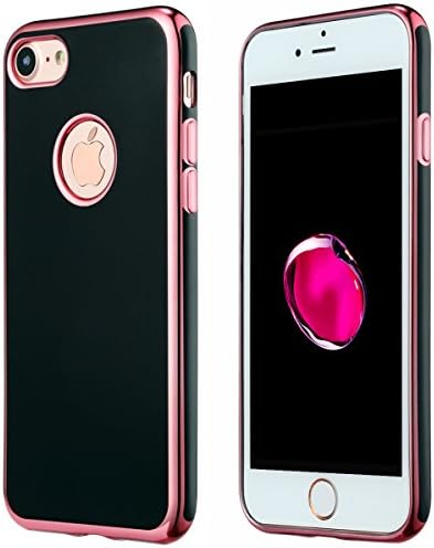 iPhone 7 Plus Case, Sherox Two-Color Shock Absorption Clear Soft TPU Bumper Case for iPhone 7 Plus 5.5 Inch (Black with Rose Gold Frame)