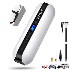 CYCPLUS Mini Air Compressor, Rechargeable Tyre Pump, Motorcycle Tyre Inflator Cordless Bike Pump with Digital Pressure…