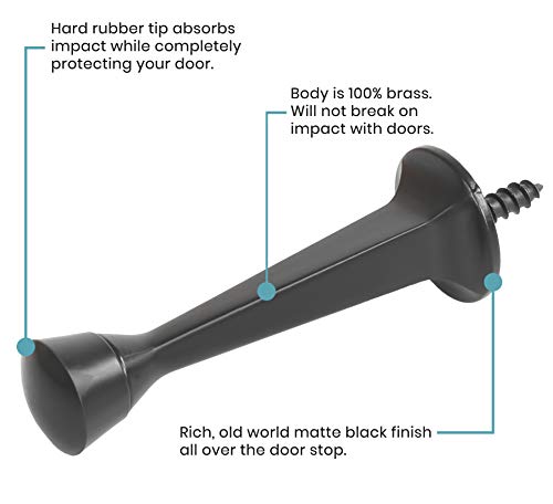 10 Pack - Vance Home Improvement - Heavy Duty Rigid Door Stop (Handyman Designed!) - Matte Black w/Black Tip - Solid Door Stop - Trial Tested to Completely Protect Doors & Walls