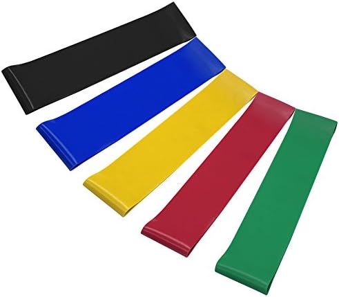 Sangkoo Resistance Loop Bands, Set of 5 Home Fitness Exercise Bands for Workout/Physical Therapy/Stretching/Pilates/Yoga/Rehab