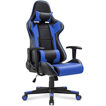 Homall Gaming Chair Racing Style High-Back PU Leather Chair Executive and Ergonomic Style Swivel Chair with Headrest and Lumbar Support(Blue)