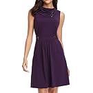 HUHOT A Line Dress Business Casual Women Sundress Flared Elegant Tank Dress(Purple,XX-Large)