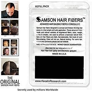Black color Hair Fiber Refill Compatible with all hair fibers brands By Samson hair fibers Large 100 Grams Made in USA Hair Loss Concealer