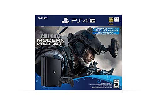 PlayStation 4 Pro 1TB Call of Duty Modern Warfare Holiday Bundle: PlayStation 4 1TB Pro Console Jet Black, Call of Duty: Modern Warfare, Two DUALSHOCK 4 Wireless Controller