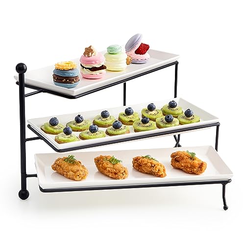 Sweese 3 Tiered Serving Stand, Foldable Rectangular