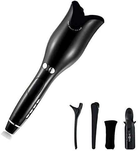 Automatic Ceramic Rotating Hair Curler,Rose Professional Air Spin N Curl Hair Curler for All Hair Types, LCD Digital Display, White, US