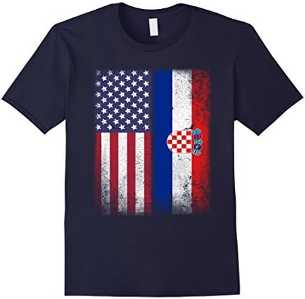 Mens American Croatian Flag T-shirt Croatia Pride Hrvatska Tee 3XL Navy