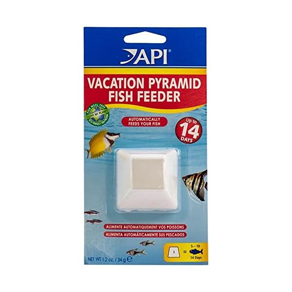 API HOLIDAY PYRAMID FISH FEEDER 14-Day Automatic Fish Feeder 34-Gram 1-Count Pack,White