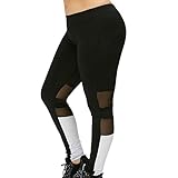 Tootu Women Plus Size Elastic Leggings Solid Criss-Cross Hollow Out Sport Pants