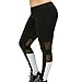 Tootu Women Plus Size Elastic Leggings Solid Criss-Cross Hollow Out Sport Pants