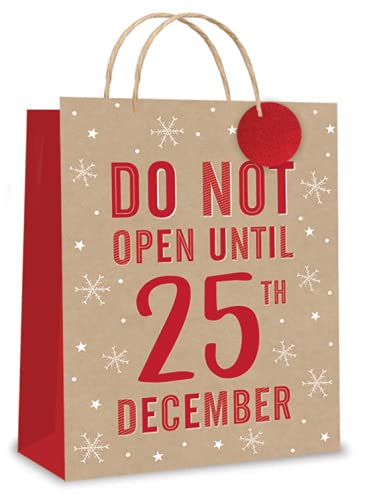 Tallon (7260) Kraft 'Do Not Open' Large Size Christmas Gift Bags - Pack of 12