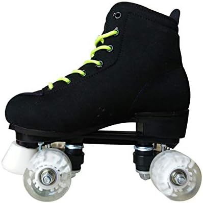 Roller skates Adult Children's Black Double Double Row 4 Roller Shoes Quality As A Leather Children's Gift (Shoe Size : 38)