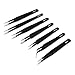 WELOYA 7 Pieces Precision Non-magnetic Anti-static ESD Tweezers Stainless Steel Forceps for Electronics, Jewelry-making, Laboratory Work
