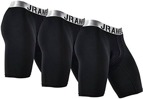 JRAMBO Men's Sport Performance Active Underwear Compression Shorts(3-Pack) Black, Small