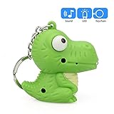 Livoty Cute Dinosaur Model Keychain with LED Light