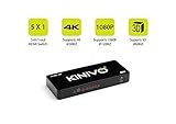 Kinivo K501 Premium 5-Port High Speed 4K HDMI Switch with IR Wireless Remote and AC Power Adapter - Supports Resolutions Up To 4K UltraHD & 3D