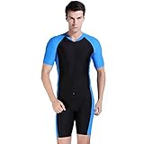 Sbart Men's One Piece Short Sleeve Swimsuit Surfing Sun Protection