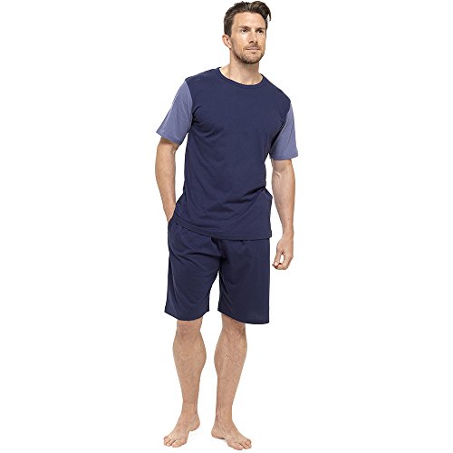 Mens Cotton Jersey T-Shirt & Shorts Pyjama Lounge Set
