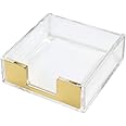 MultiBey Clear Gold Acrylic Sticky Note Pad Holder for Desk, Memo Holder Paper Dispenser, Desktop Accessories Organizer for Office School Home(Gold)