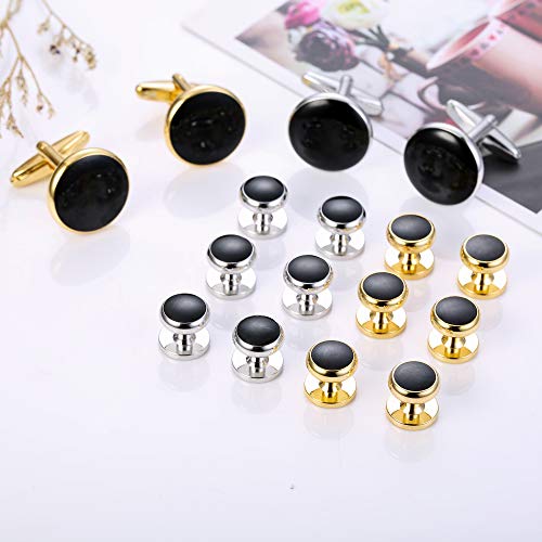 Subiceto 8 Pairs Stainless Steel Mens Cufflinks Shirt Button Studs Set Formal Business Classic Wedding Jewelry - Thumbnail 2