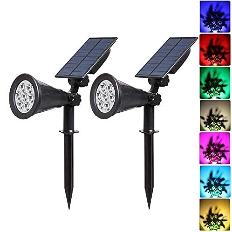 Solar Outdoor Lights Adjustable 7 Led Color Changing Solar Garden
