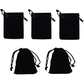 30 Pack Velvet Pouches with Drawstring Bags 5 x 7cm, Mini Small Cloth Jewelry Gift Packaging Bag for Wedding Candy, Party Holiday, Christmas Gifts Bag (Black)