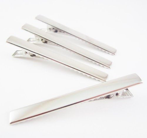 (40) Alligator Hair Clip with teeth , Silver Metal Curl Prong Clips Spring in Hair - 3 Inch 75mm