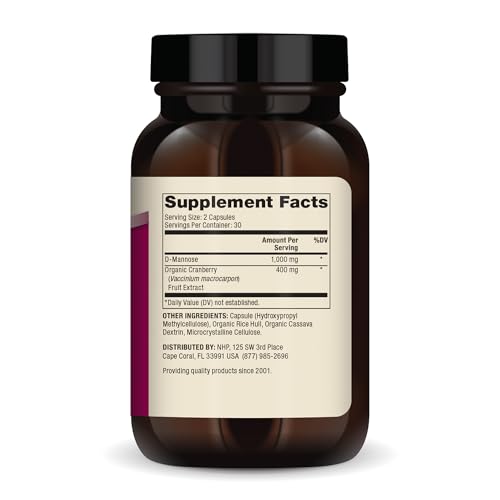 Dr. Mercola D-Mannose and Cranberry Extract Dietary Supplement - 60 Capsules - Supports Urinary Health, Bladder Health and Kidney Health - UTI Prevention Supplement for Women & Men