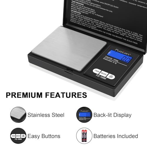 𝗙𝘂𝘇𝗶𝗼𝗻 Digital Pocket Scale 1000g/0.1g, Small Digital Scales Grams and