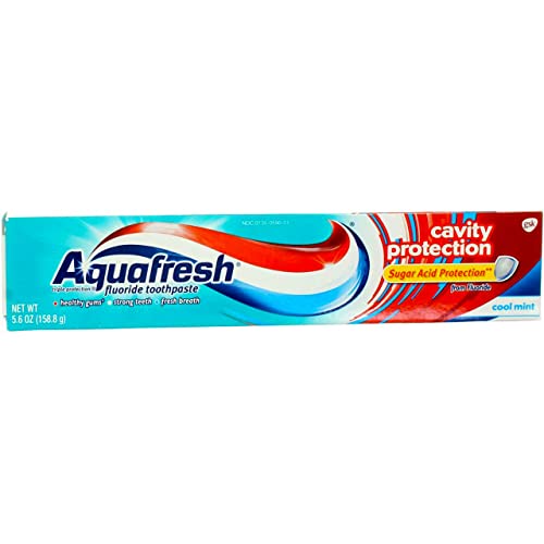 AQUAFRESH CAVITY PROTECTION FLUORIDE TOOTHPASTE FOR HEALTHY GUMS, STRONG TEETH, AND FRESH BREATH, COOL MINT, 5.6 OZ