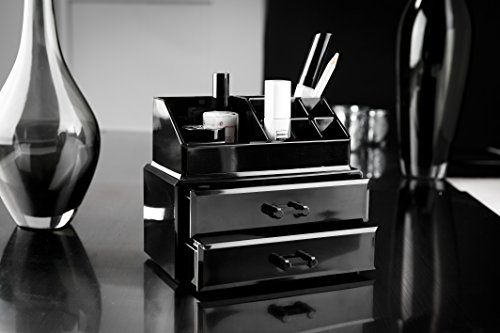 Compactor 2 Drawer Jewellery and Makeup Organiser, Black