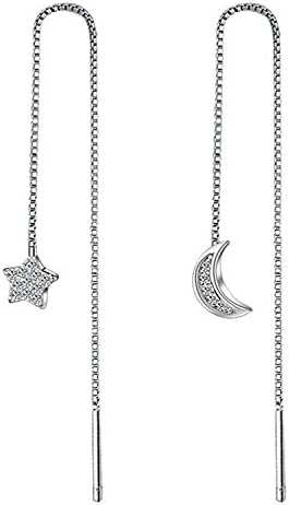 Sterling Silver Threader Tassel Earrings Star Drop Dangle Long Charm Earrings A Pair