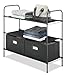 Whitmor Closet Organizer – includes 3 Durable Fabric Shelves & 2 Removeable Storage Boxes - Multi-purpose storage for Home or Office – Black Color - 32.7 x 12.4 x 2.4 inches