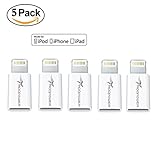 Lightning Adapter(5 Pack), Roopower Micro USB to 8-Pin Charge and Sync Adapter - Charge your iPhone / iPad / iPod with Micro USB Cables - Works With all iOS Updates (White)