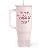 SANDJEST Teacher Gift – Stainless Steel Insulated Tumbler with Handle - Cool Teacher Club Travel Coffee Mug Cup for Women Back to School Birthday Christmas Teacher's Appreciation, 40oz