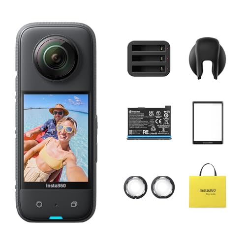 Insta360 X3 Pack Action Kamera Wasserdicht 8K 360° 4K Weitwinkel Video Unsichtbarer Selfie Stick Effekt Abnehmbare Linsenschutz 135min Akkulaufzeit Mo