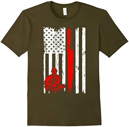 Men's Meat Cutter Profession USA Flag Pride Tshirt 3XL Olive