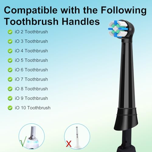 12 Pack iO Brush Heads Compatible with Oral B iO Toothbrush Head, Toothbrush Head for iO 2/3/4/5/6/7/8/9/10 Series Electric Toothbrushes, Gentle Yet Thorough Clean, Black