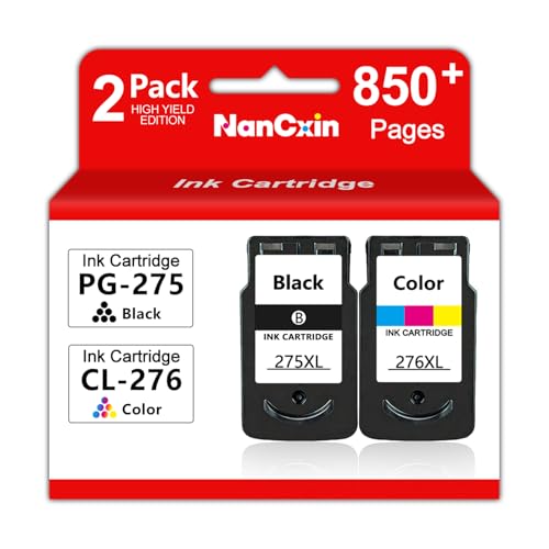 NanCxin PG-275XL CL-276XL Cartucho de Tinta Compatible con impresoras Canon Pixma TS3520 TS3522 TR4720 TR4722 TS3720 TS3722, 2 Unidades (1 Negro, 1 Color)
