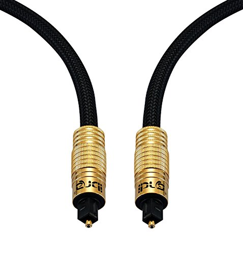 IBRA® Digital Audio Optical Toslink Cable 15ft - Premium Pro Gold Range Toslink Cable 15 Feet (5Meter) suitable for PS3,Sky,Sky HD,LCD,LED,Plasma, Blu Ray to Connect with Home Cinema Systems,AV Amps Etc