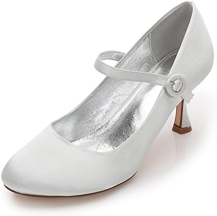 Women Satin Wedding Shoes High Heels Round Toe Ankle Strap Evening Party  Court Shoes,Silver,39 price in UAE | Amazon UAE | kanbkam