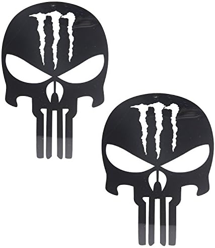 Punisher Decals Style Fender Universal Decals Pair 7.7" Matte Black monster claws energy for Jeep Wrangler Dodge Charger Challenger 2pc set