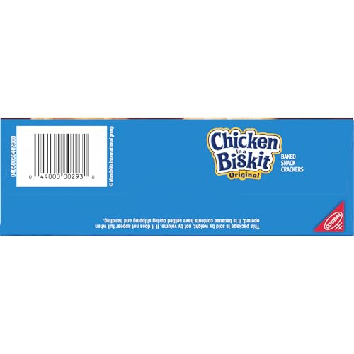 CHICKEN IN A BISKIT ORIGINAL BAKED SNACK CRACKERS, LUNCH SNACKS, FAMILY SIZE, 12 OZ