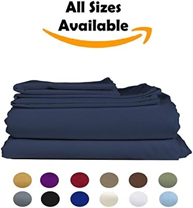 Roze Linen "Mega Sale" 600 Thread Count Hotel Series Sheet Set 4-Piece ( Size : RV 42 X 80 ) Solid Pattern ( Navy Blue ) Fit Up to 5-6" inches Depth !! 100% Egyptian Cotton !!