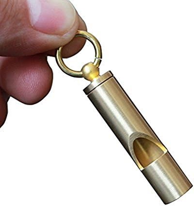 Emergency Hiking Camping Survival Brass Loud Whistle Keychain, Mini Survival Whistle With Key Ring EDC Tools