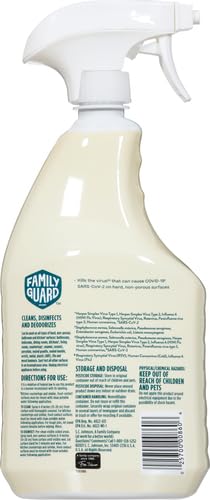 FAMILYGUARD BRAND DISINFECTANT SPRAY TRIGGER & MULTI SURFACE CLEANER, ANTIBACTERIAL SPRAY, EXPERTLY FORMULATED FOR USE IN HOMES WITH CHILDREN & PETS, CITRUS SCENT, 32 OZ (PACK OF 1)