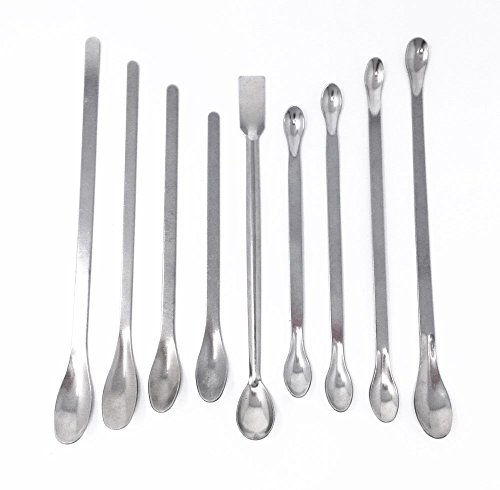 Honbay 9pcs Different Sizes Stainless Steel Lab Scoop Reagent Sampling Spoon Lab Spatulas